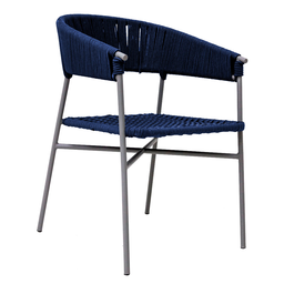[ZAE02728] Zamora silla metal gris cuerda azul marino