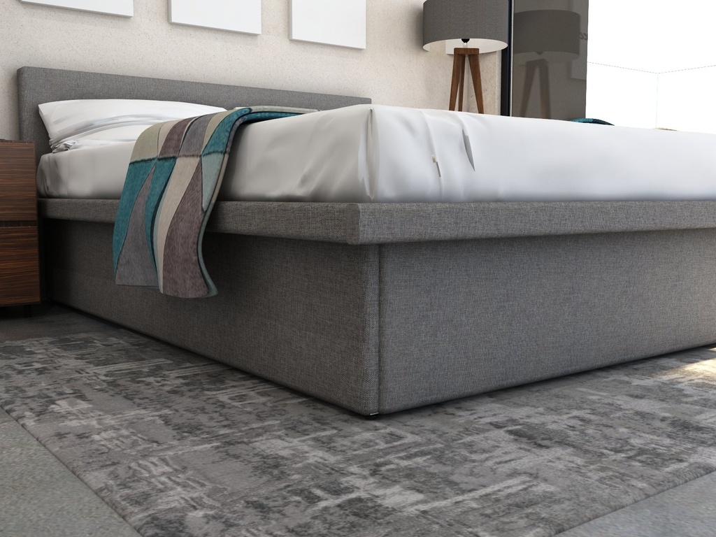 Cunert base de cama matrimonial con laminado de madera color concreto // MS