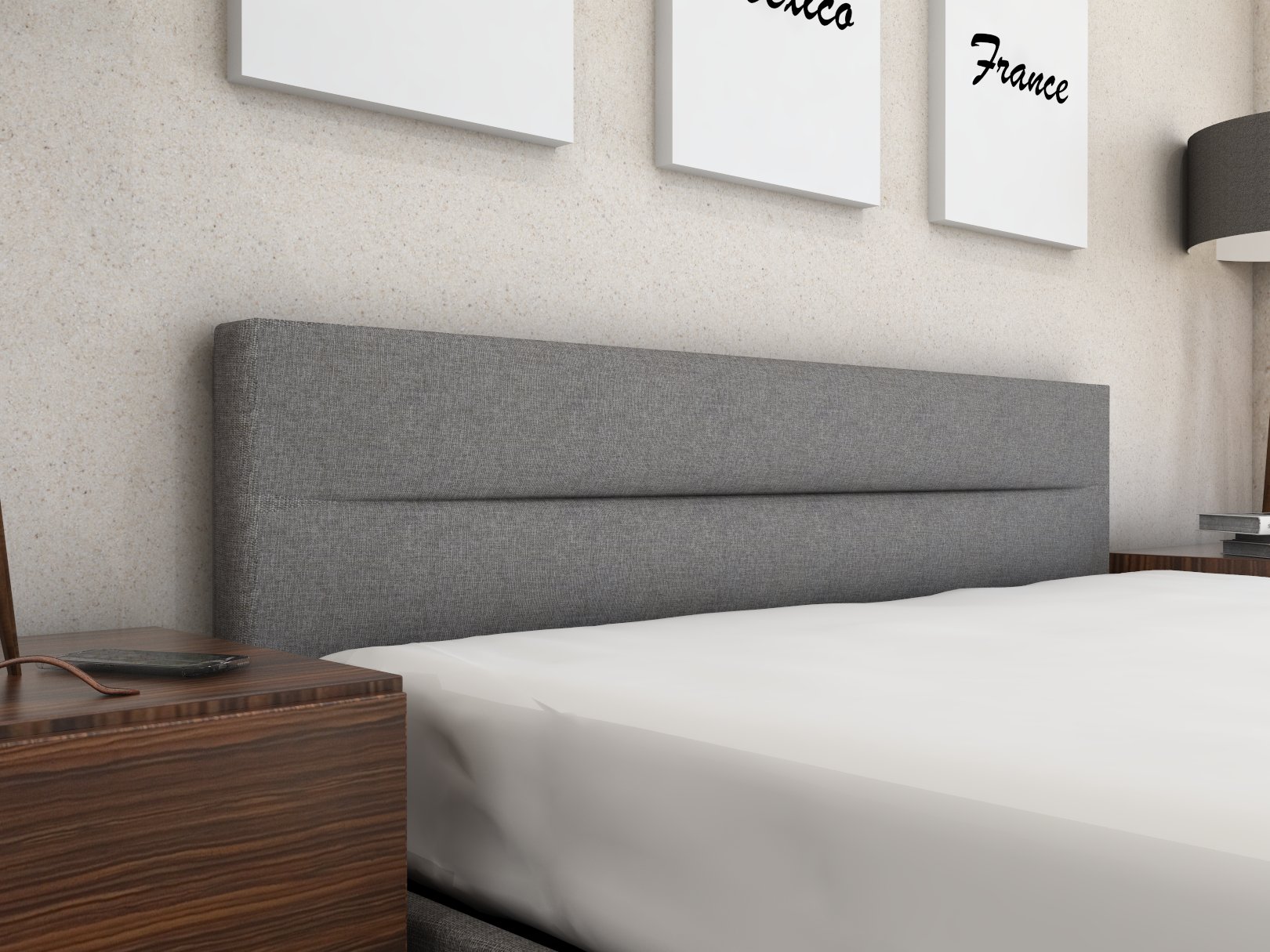Cunert base de cama queen size con tapicería color gris // MS