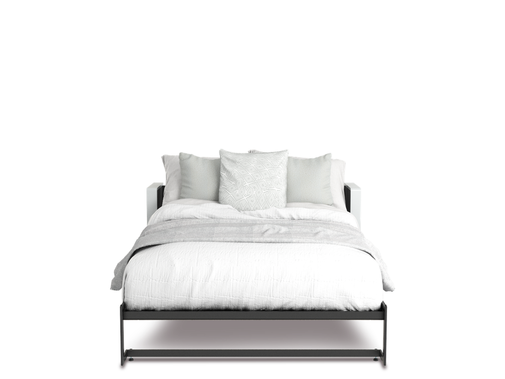 Esentelle base de cama individual con laminado de madera color blanca // MS