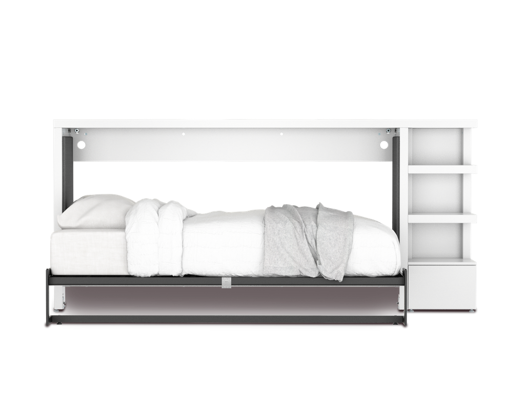 Kiddi cama individual abatible con laminado de madera color blanca // MS