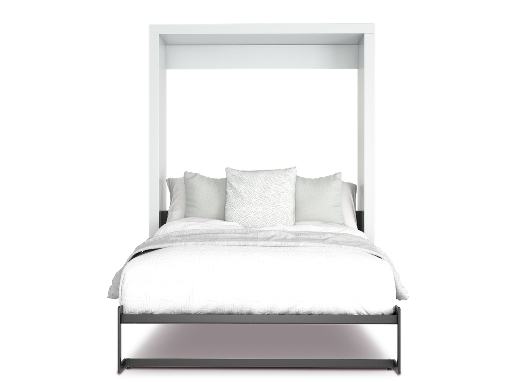Lina base de cama queen size con laminado de madera color titanio // MS