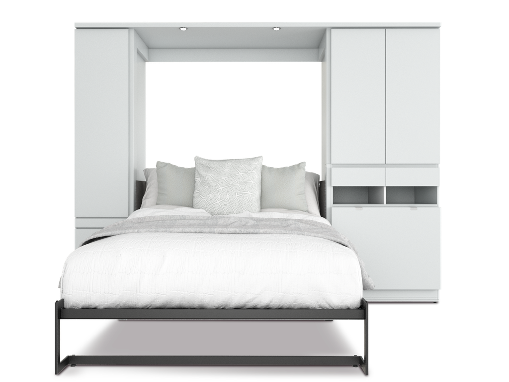 Todden conjunto de cama abatible,clóset,sofá y mesa queen size laminado de madera color blanca // MS