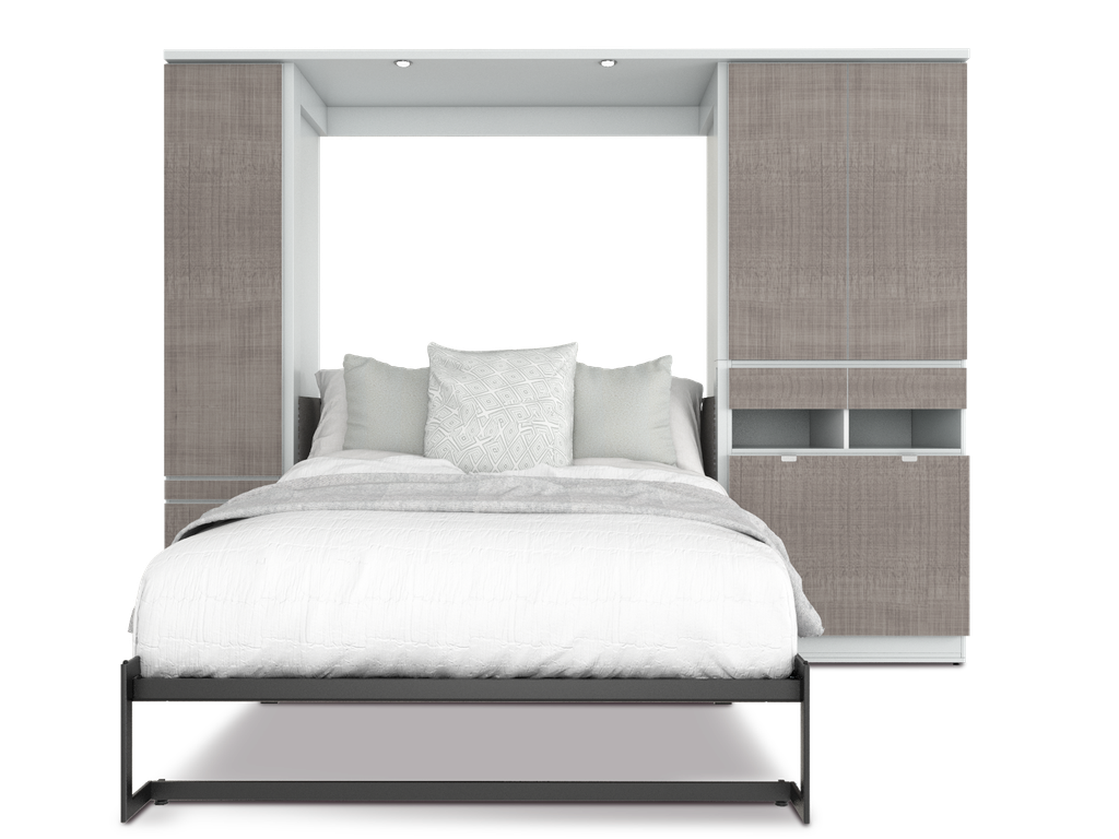 Todden conjunto de cama abatible,clóset,sofá y mesa queen size laminado de madera color latte // MS