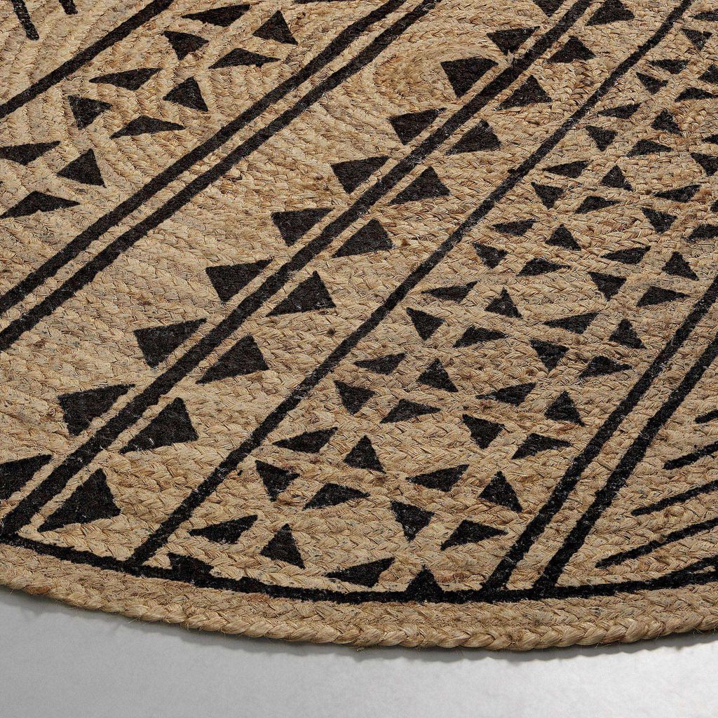 Cecile alfombra yute redonda natural negro 100 // KH_73