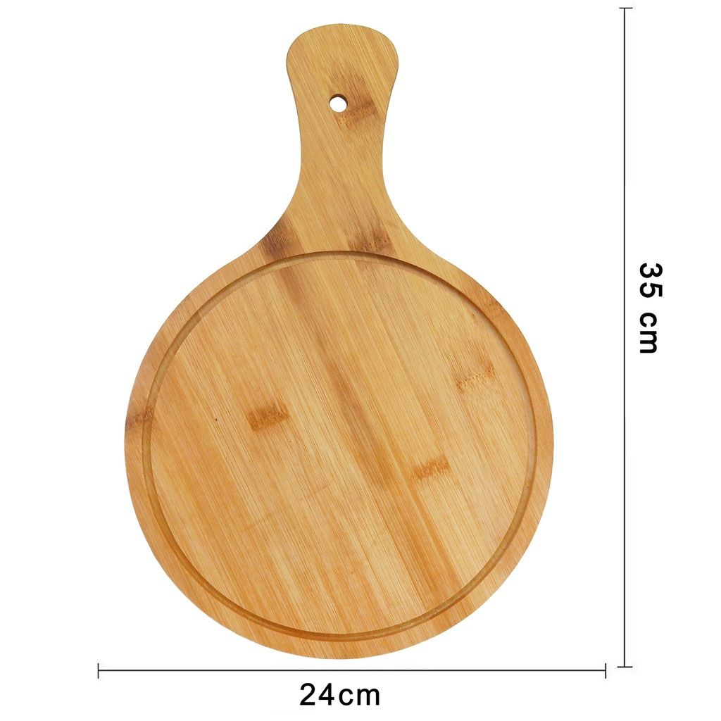 Bambu tabla para cortar circular con mango 24 cm // MP_6026