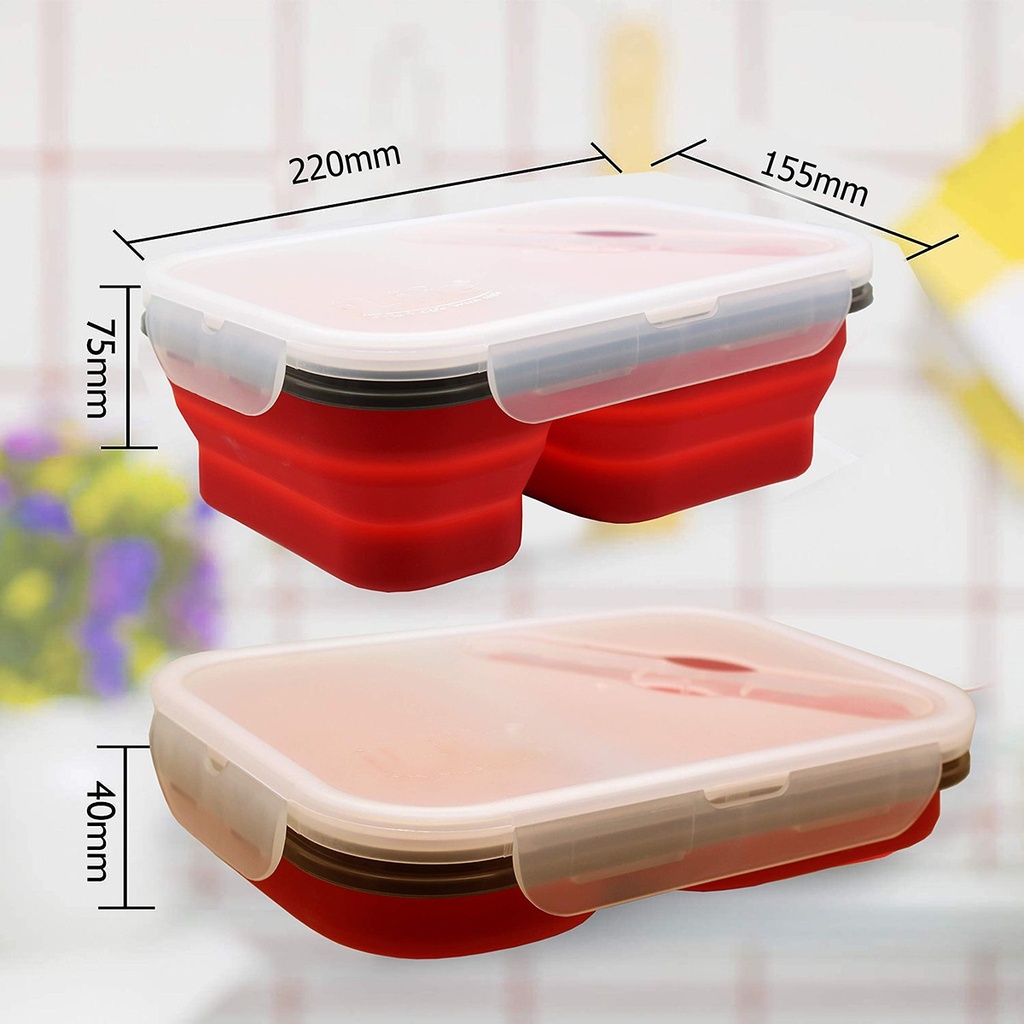 Lunch Box Plegable Meimia 2 Compartimentos Roja
