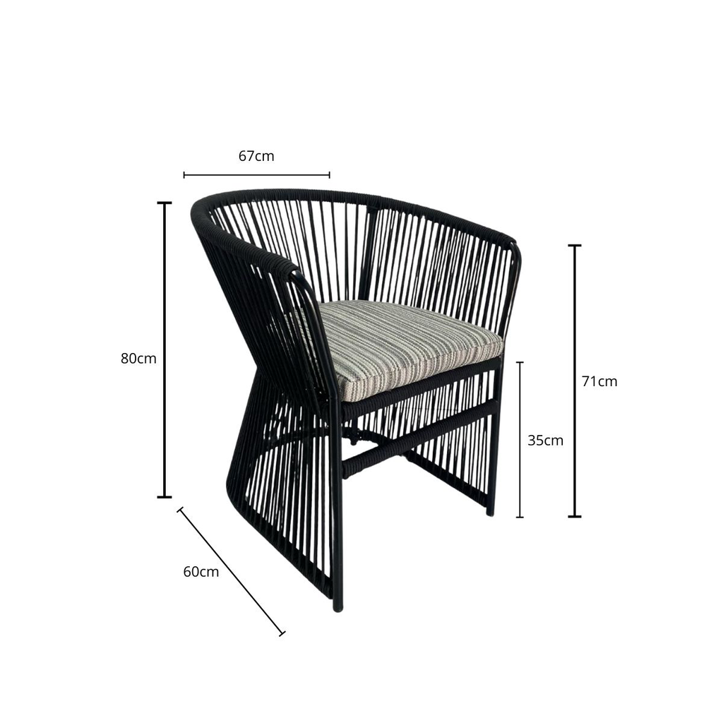 Chantepec silla aluminio negra cojinería loneta exterior // Pedido especial_25544