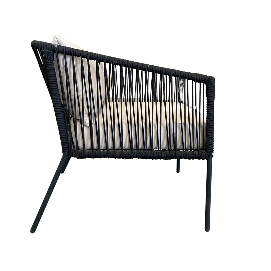 Tequila sillón metal negro cuerda negra cojinería curri // Pedido especial_25762