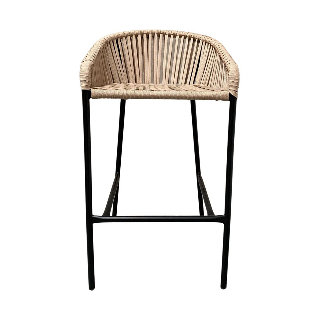 Tequila banco acero galvanizado negro cuerda plana textilene beige // Exterior 100%_26898