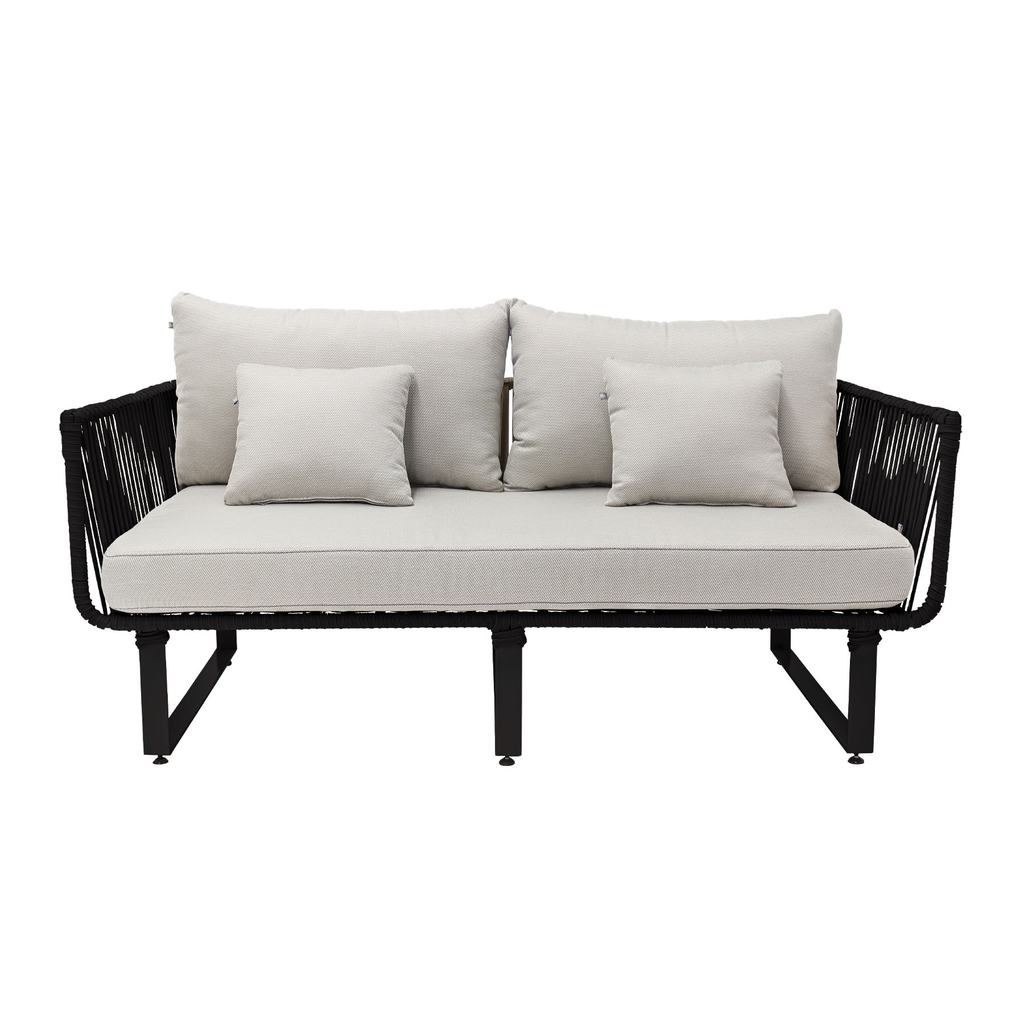Vallarta love seat acero galvanizado negro  y textilene con cojinería loneta // Exterior 100%_30673