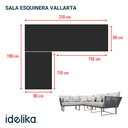 Vallarta sala esquinera acero galvanizado gris textilene gris cojinería loneta // Exterior 100%_27258