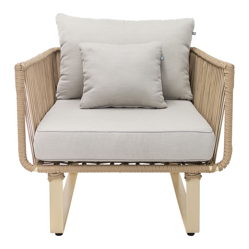 Vallarta sillon metal beige cuerda beige cojinería en loneta antidecoloración // Exterior techado_30823