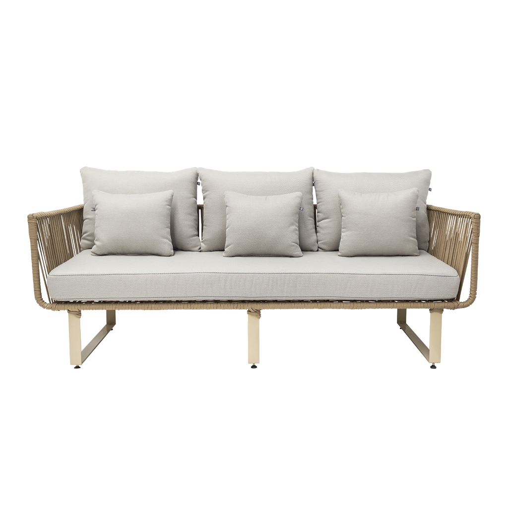 Vallarta sofa metal beige cuerda beige cojinería en tela loneta // Exterior techado_30893