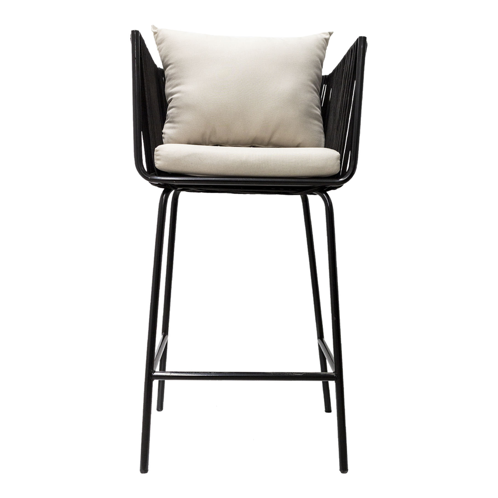 Chetumal banco acero galvanizado negro y textilene negra tela loneta // Exterior 100%_31077