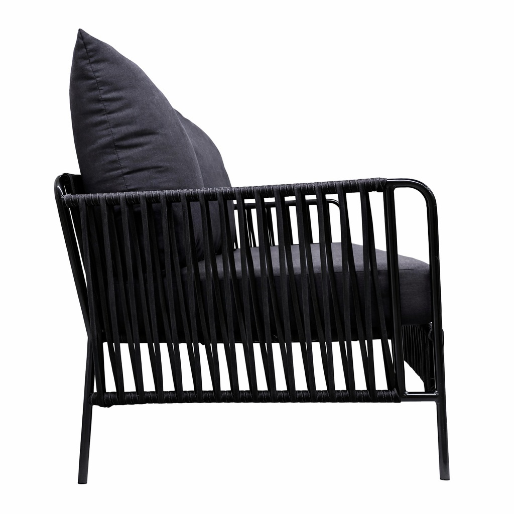 Chetumal love seat metal negro cuerda negra cojinería en tela curri // Exterior techado_31060