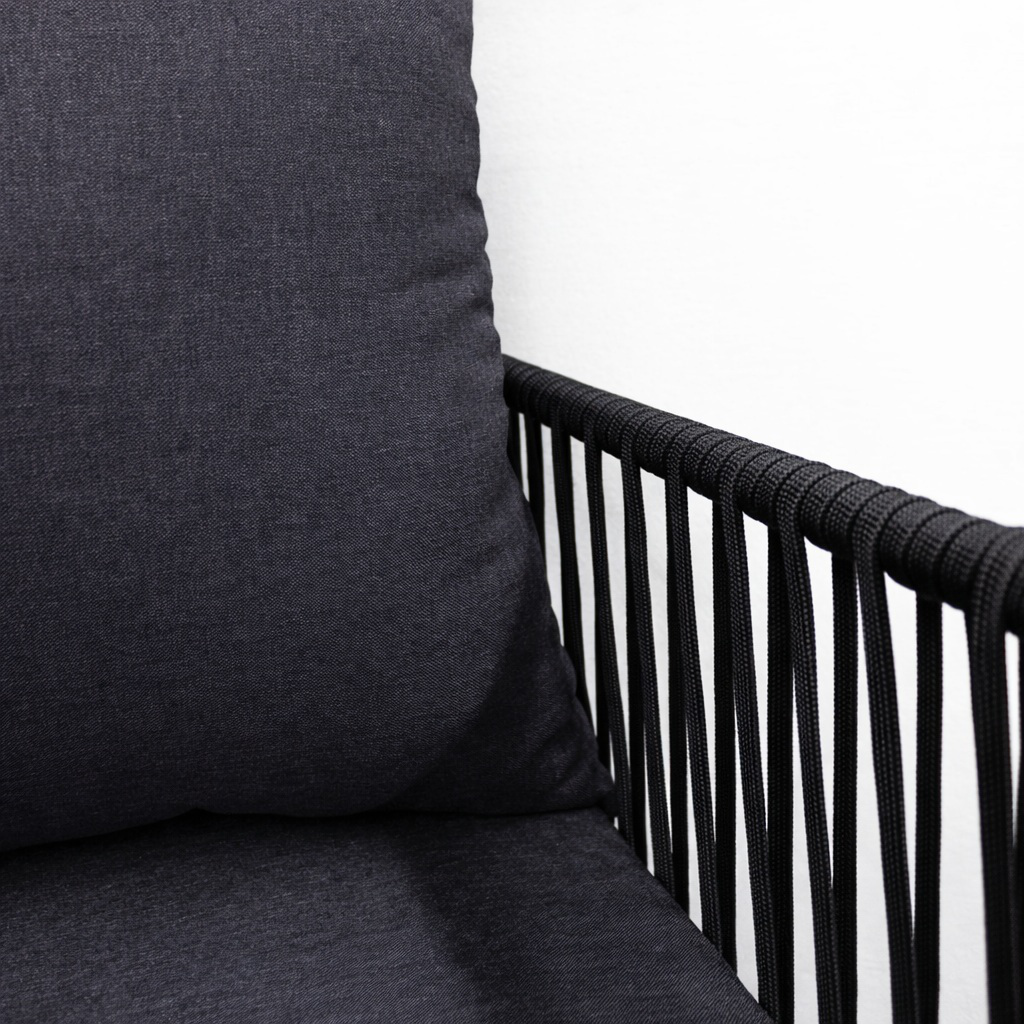 Chetumal love seat metal negro cuerda negra cojinería en tela curri // Exterior techado_31063