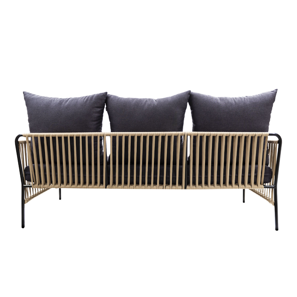 Chetumal sofa acero galvanizado negro cuerda textilene negra en tela loneta // Exterior 100%_31046