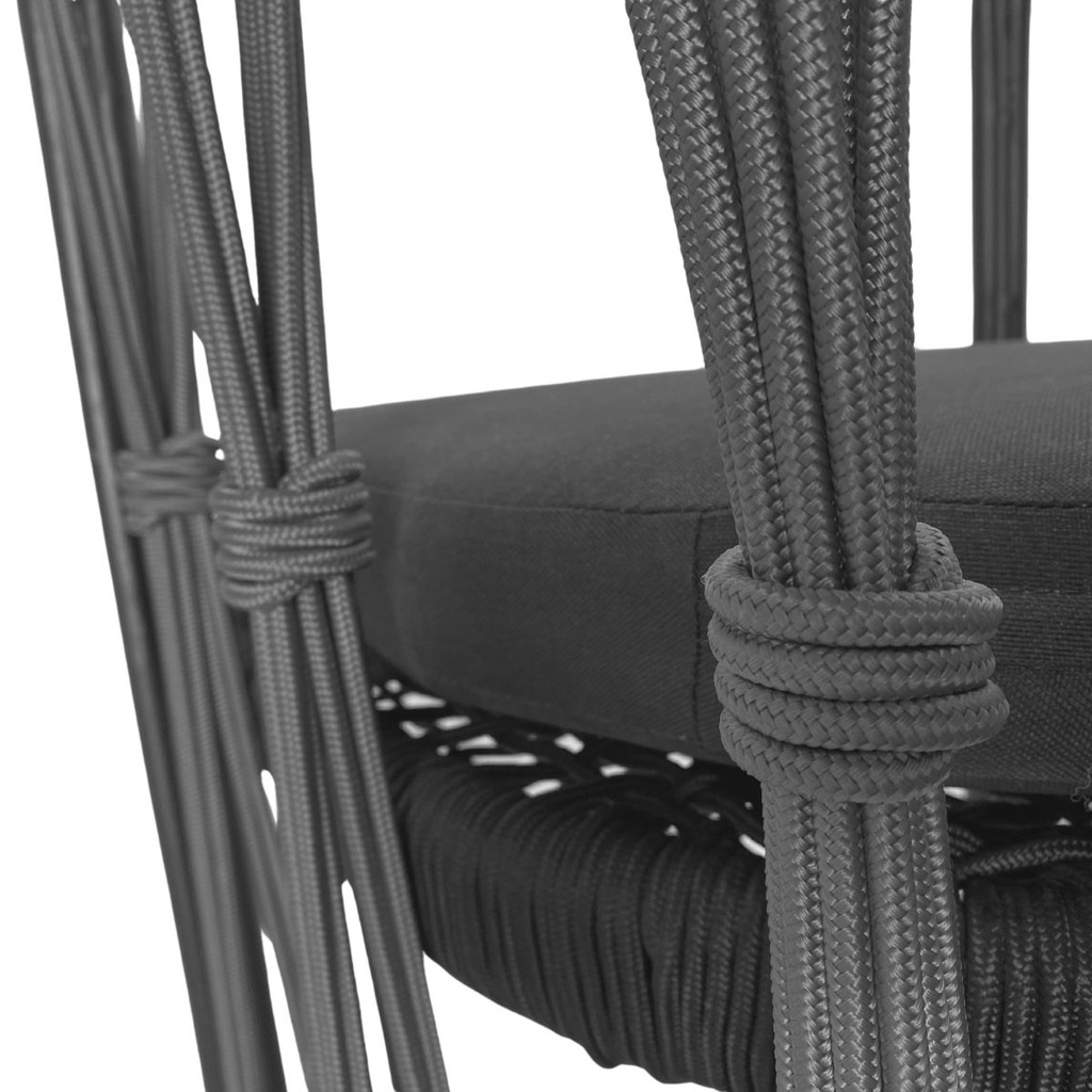 Majahuitas silla metal negro cuerda negra tela curri  // Exterior techado_31411