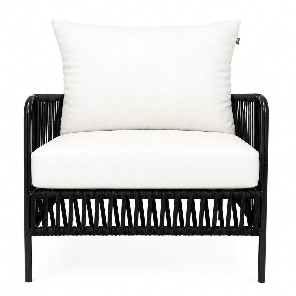 Chetumal sillón metal negro cuerda negra cojinería // Exterior techado_31476
