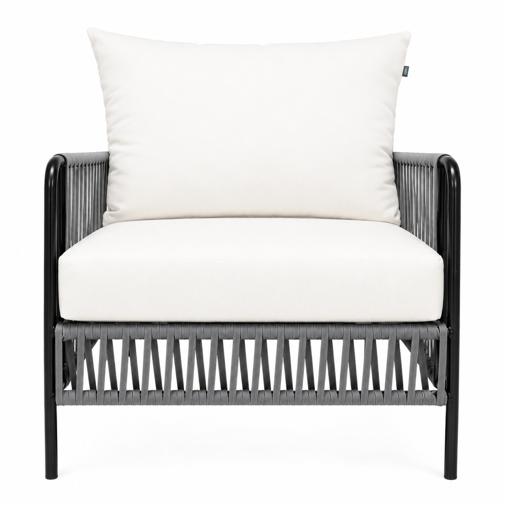 Chetumal sillón metal negro cuerda gris tela loneta antidecoloración // Exterior techado_31481
