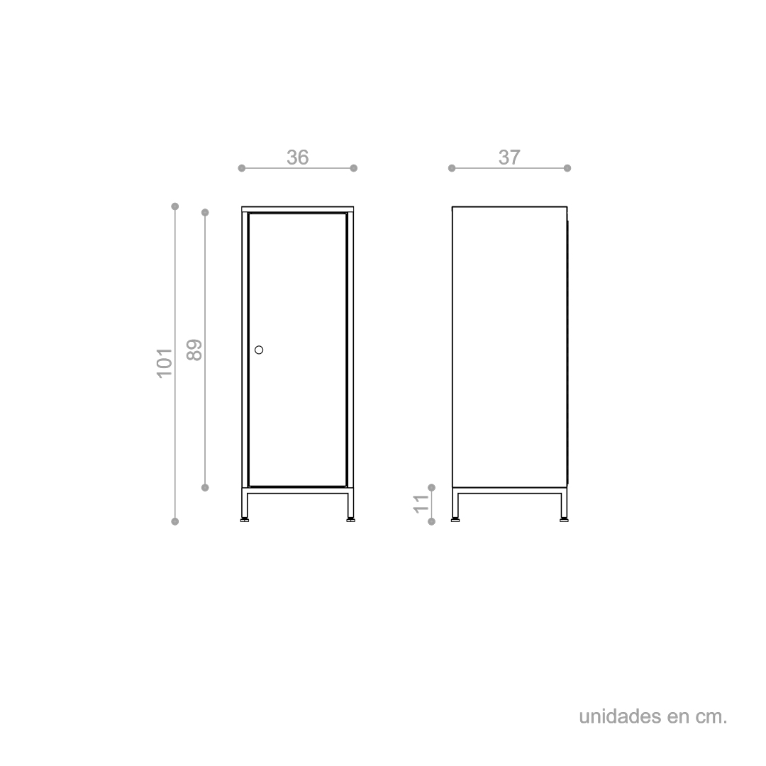 Pheus locker 1 puerta 102x36x37 aluminio cromo // MS