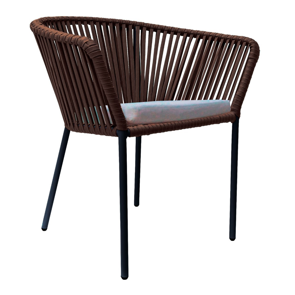 Jalisco silla metal negro cuerda café cojín // Exterior techado