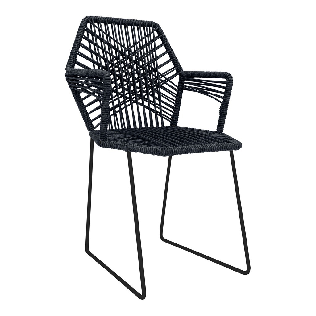 Acapulco silla hexagonal con brazos negra // Exterior techado