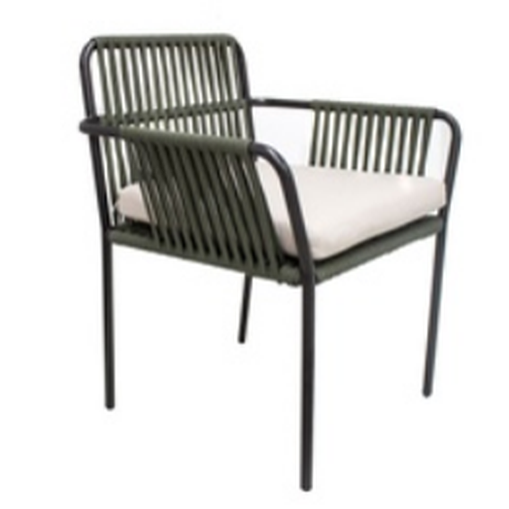 Mérida silla metal negro cuerda y con cojín // Exterior techado
