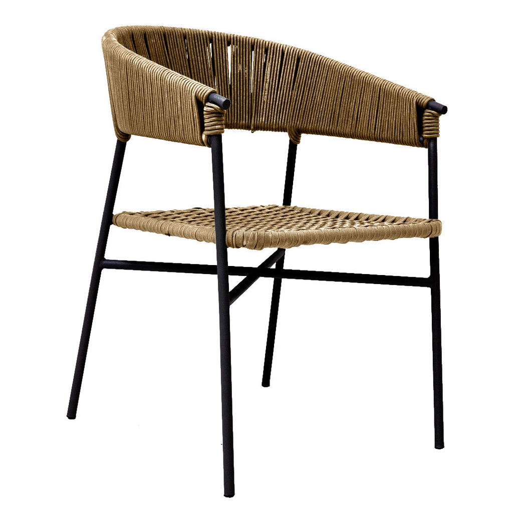 Zamora silla metal negro cuerda beige // Exterior techado