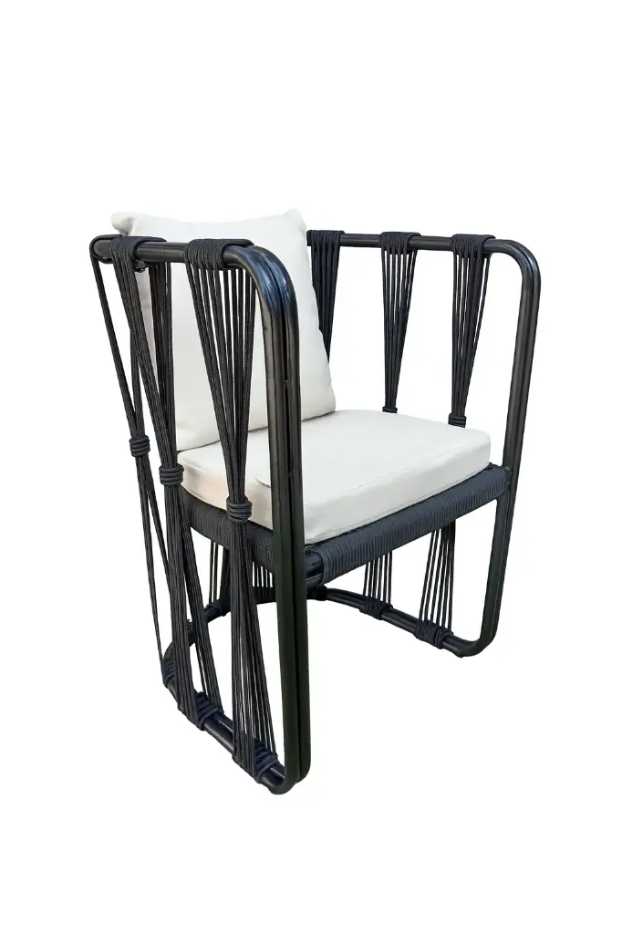 Majahuitas silla metal negro cuerda y cojinería  // Exterior techado