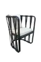 Majahuitas silla metal negro cuerda negra tela curri  // Exterior techado
