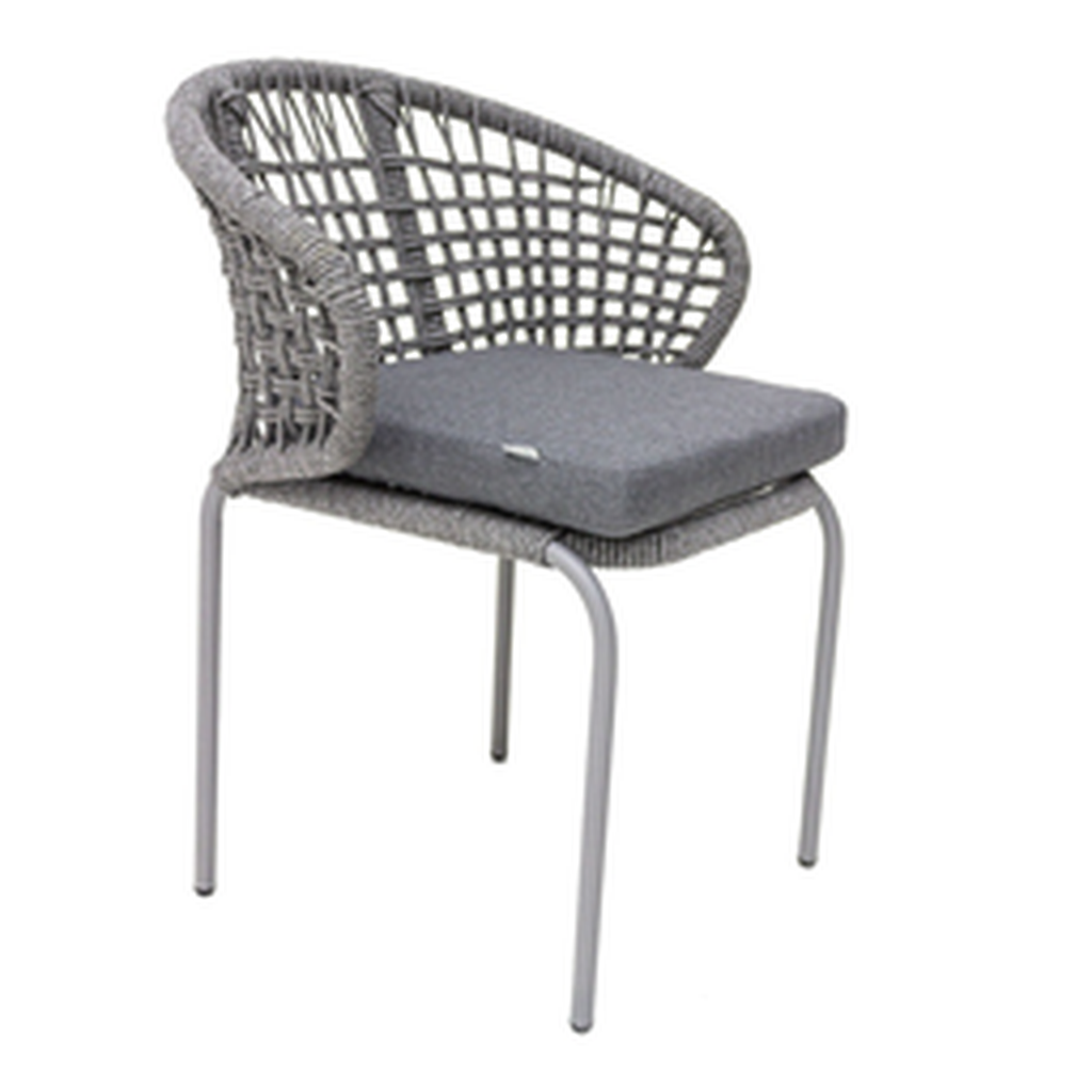 Chamela silla metal gris cuerda nylon gris cojín tela loneta antidecoloración // Exterior techado