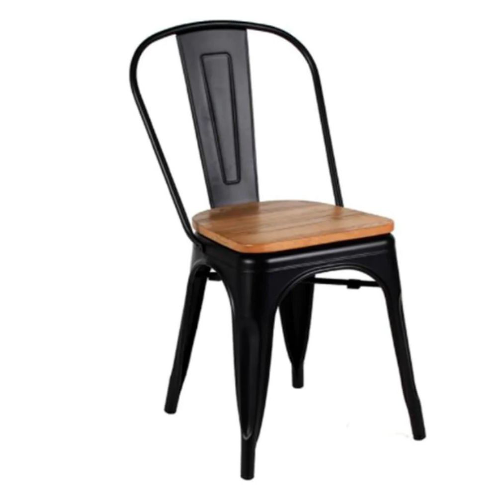 Folix silla negra asiento madera // MP