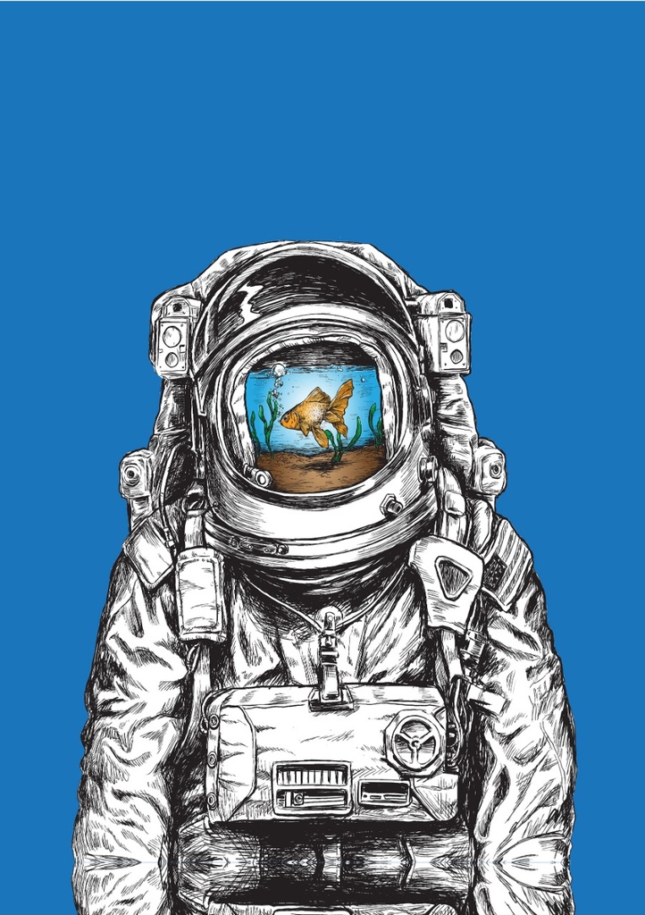 Cuadro pez azul astronauta // MP