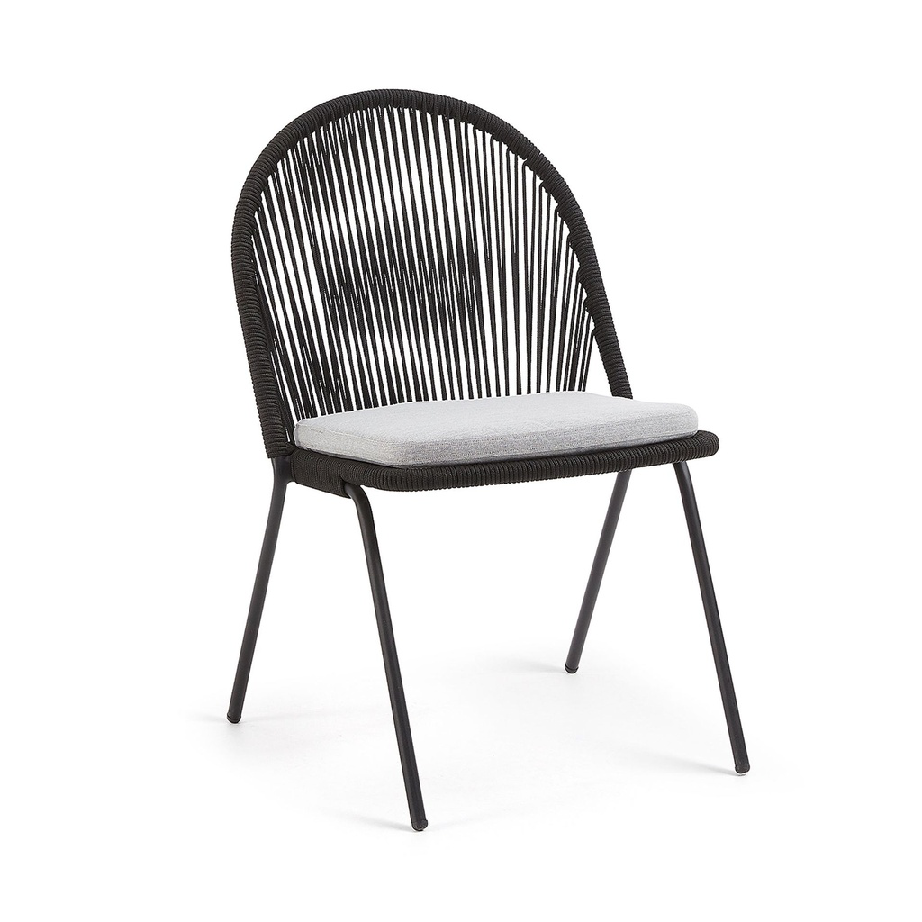 Stad silla metal negro cojín tela loneta // Exterior techado