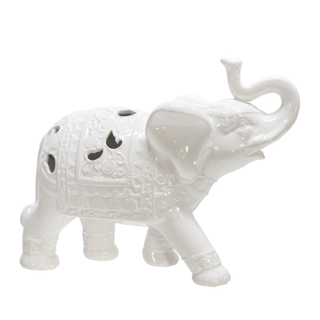 Elefante escultura ceramica blanca // MP