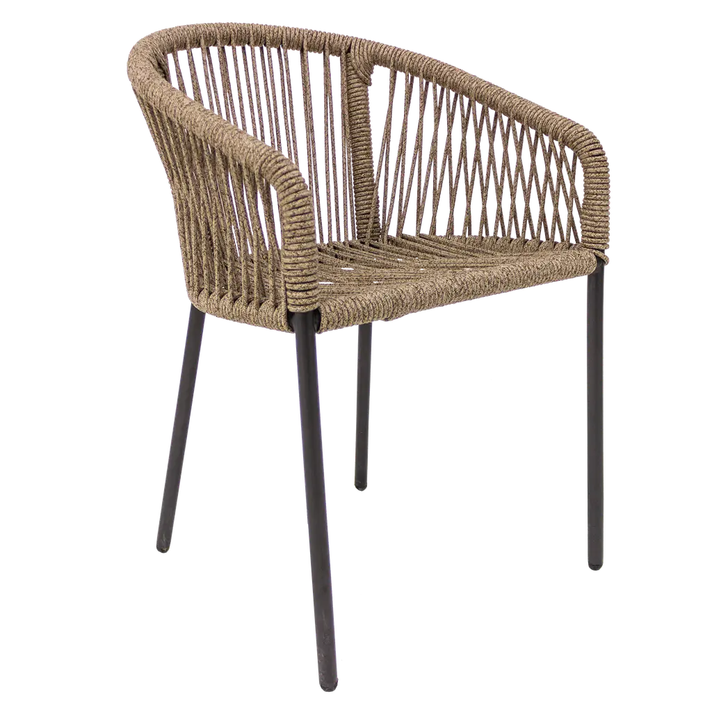 Tequila silla metal negro cuerda beige jaspeado // Pedido especial