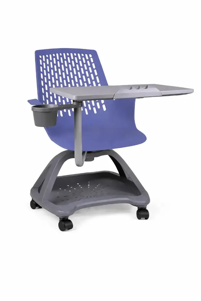 Partner pupitre mesa banco giratorio con ruedas color azul // MP