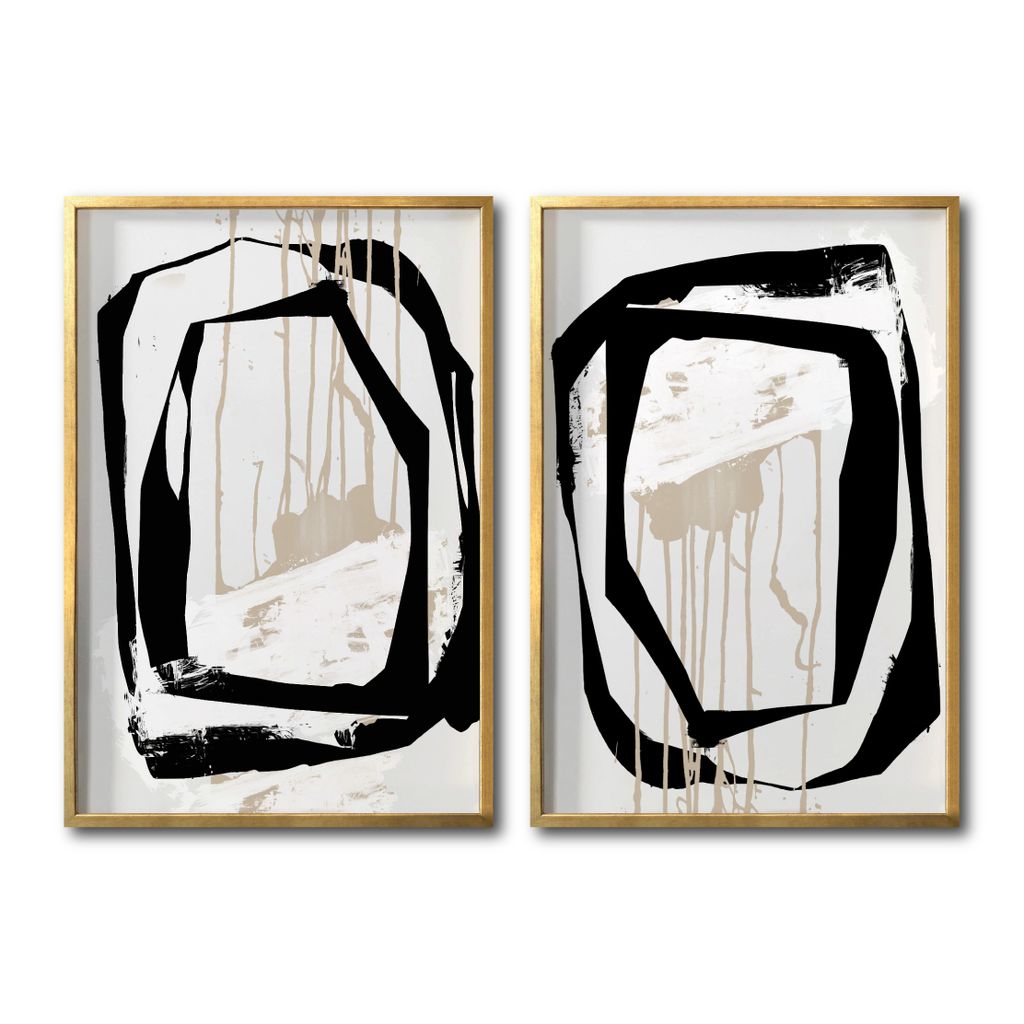 Juego abstracto negro dorado arena cuadro decorativo codigo 028 A Y B-GD // MP