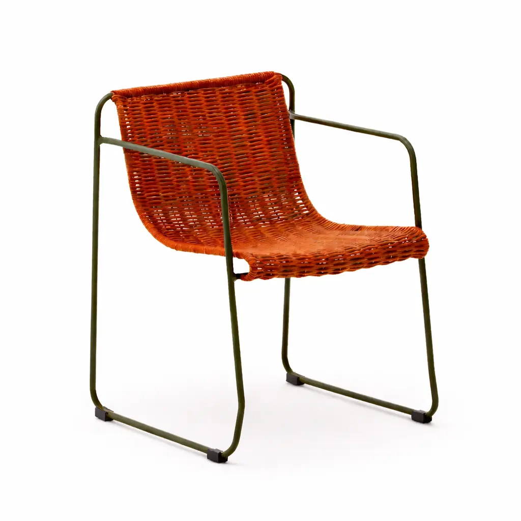 Nam silla apilable metal negro cuerda terracota // Exterior techado