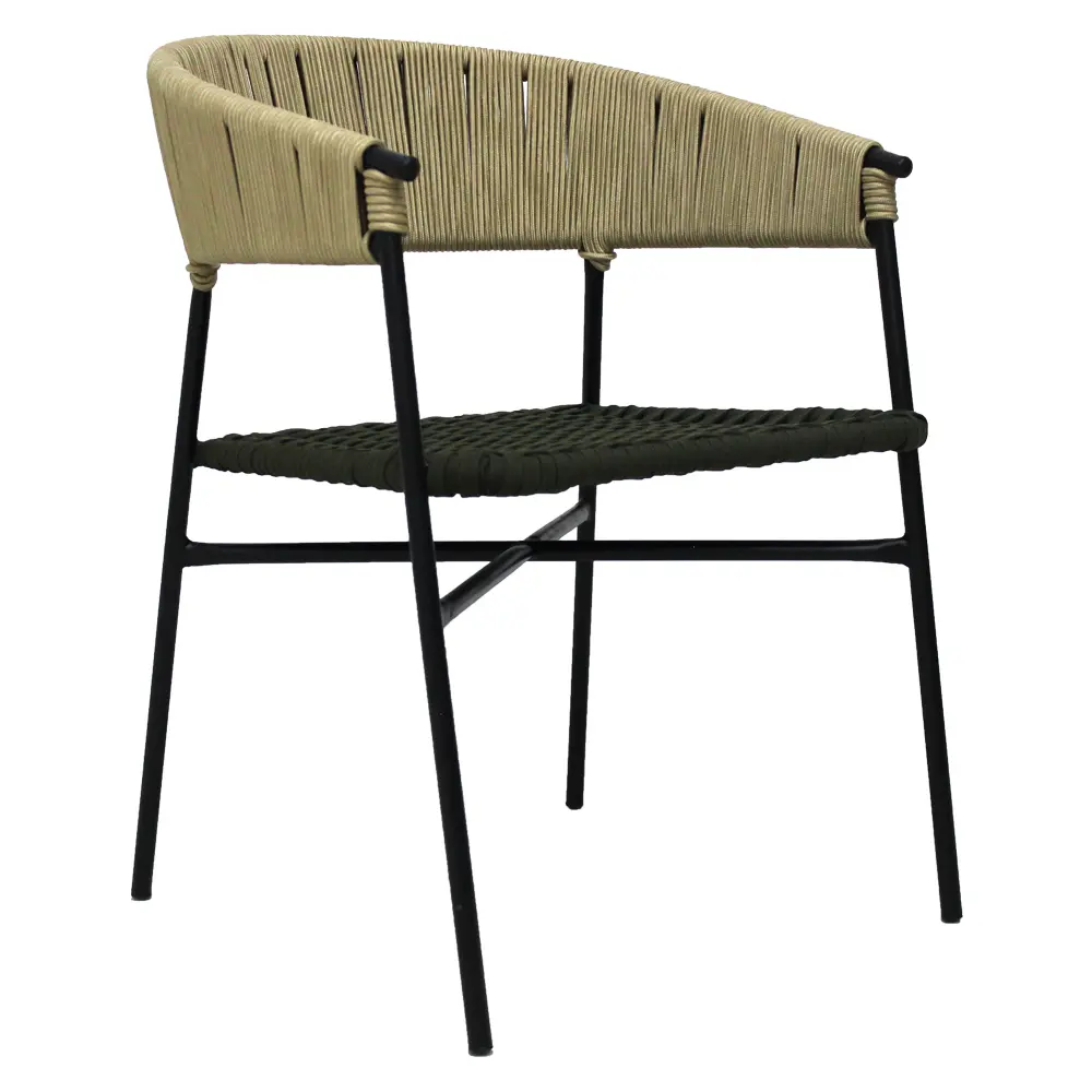 Zamora banco acero galvanizado negra cuerda textilene beige // Exterior 100%