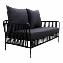 Chetumal love seat metal negro cuerda negra cojinería // Exterior techado
