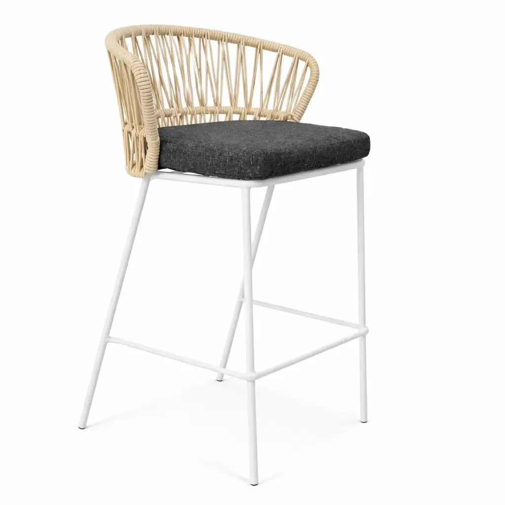 Etzatlan banco acero galvanizado beige cuerda textilene beige cojín tela loneta // Exterior 100%