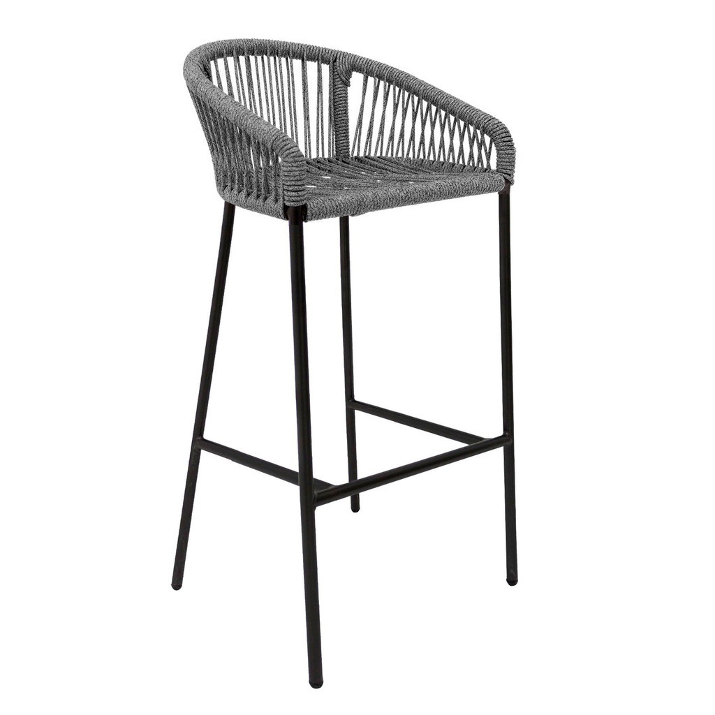 Tequila banco acero galvanizado negro textilene gris // Exterior 100% 