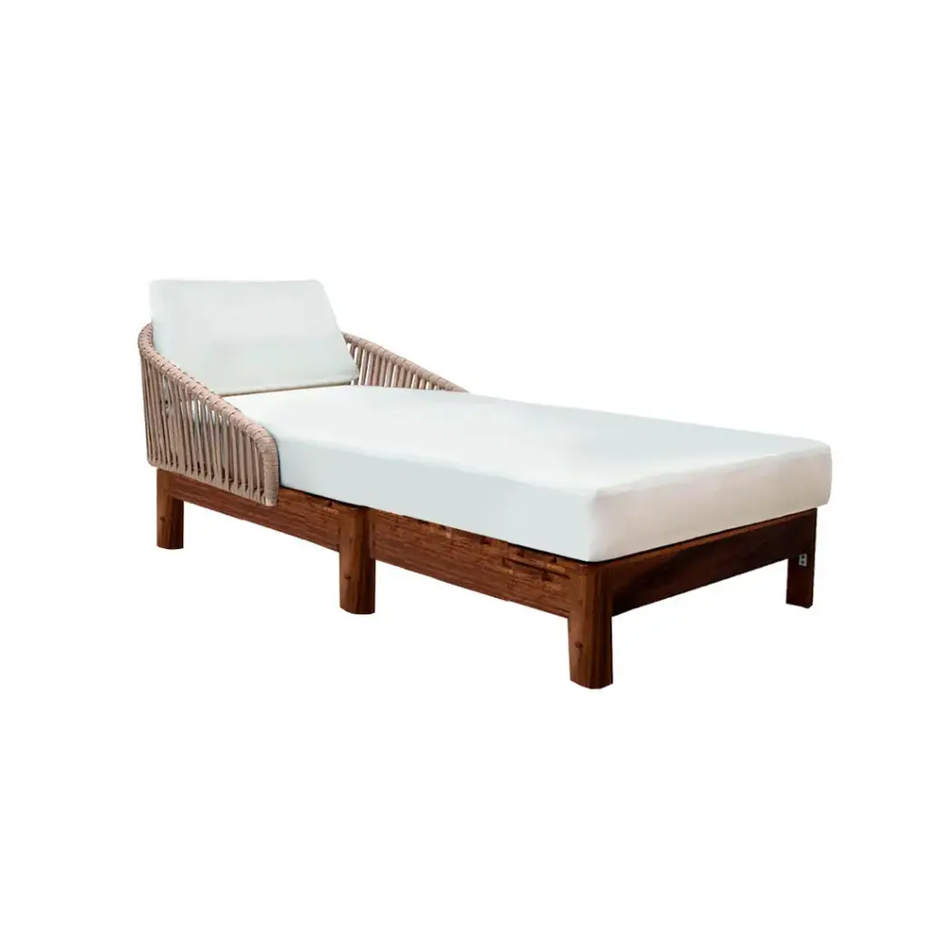Oaxaca camastro acero galvanizado negro cuerda textilene beige cojines en tela loneta // Exterior 100% 