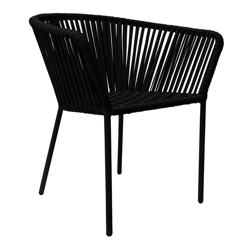 Jalisco silla acero galvanizado negro cuerda textilene negra // Exterior 100% 