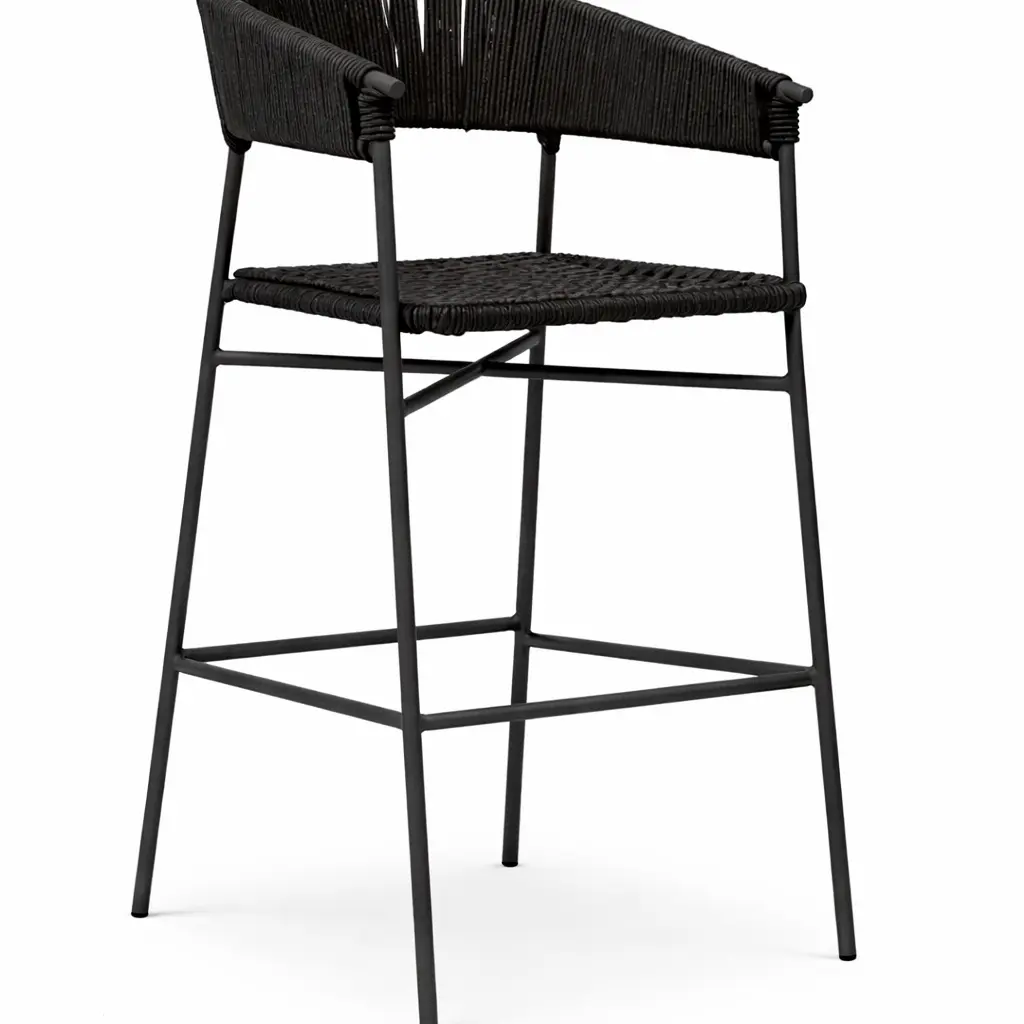 Zamora banco acero galvanizado negro cuerda textilene negra // Exterior 100% 