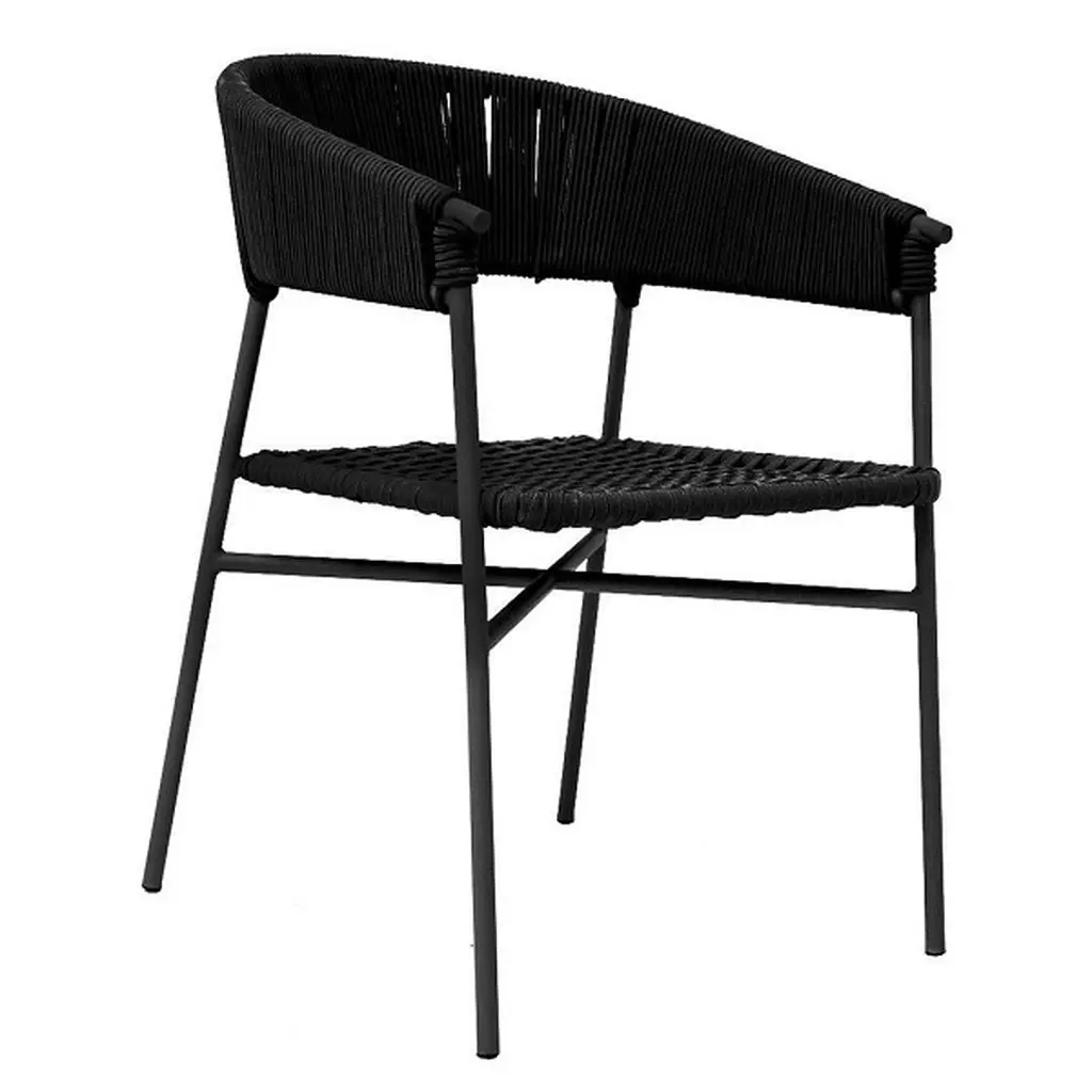 Zamora silla acero galvanizado negro textilene negro // Exterior 100% 