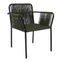 Merida silla acero galvanizado negro textilene color verde militar con cojín // Exterior 100 % 